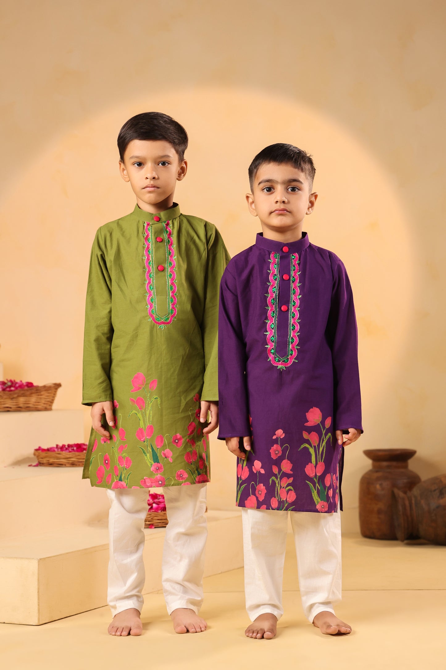 Boy Gulabo Kurta Set - Mehandi green