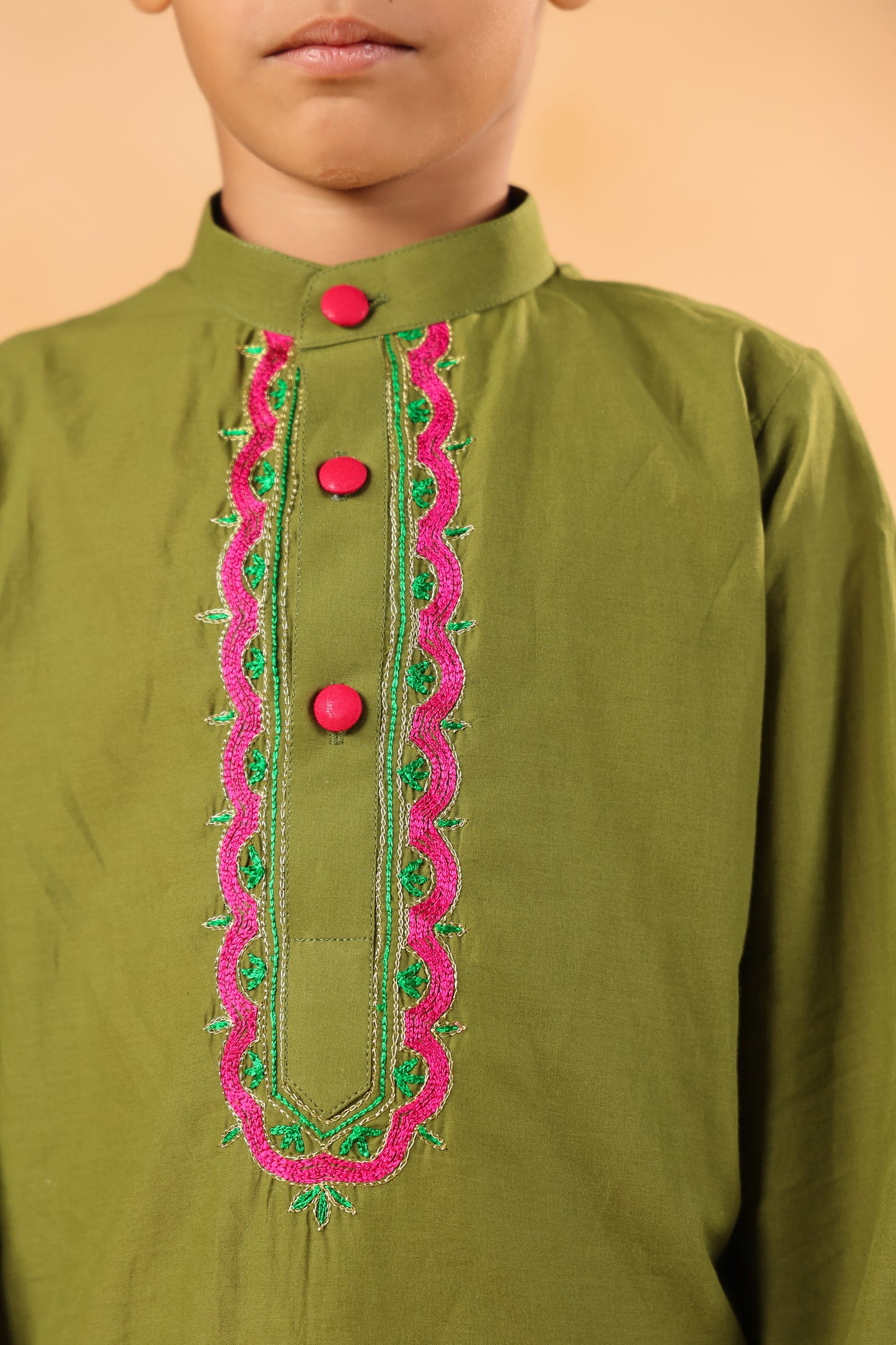 Boy Gulabo Kurta Set - Mehandi green