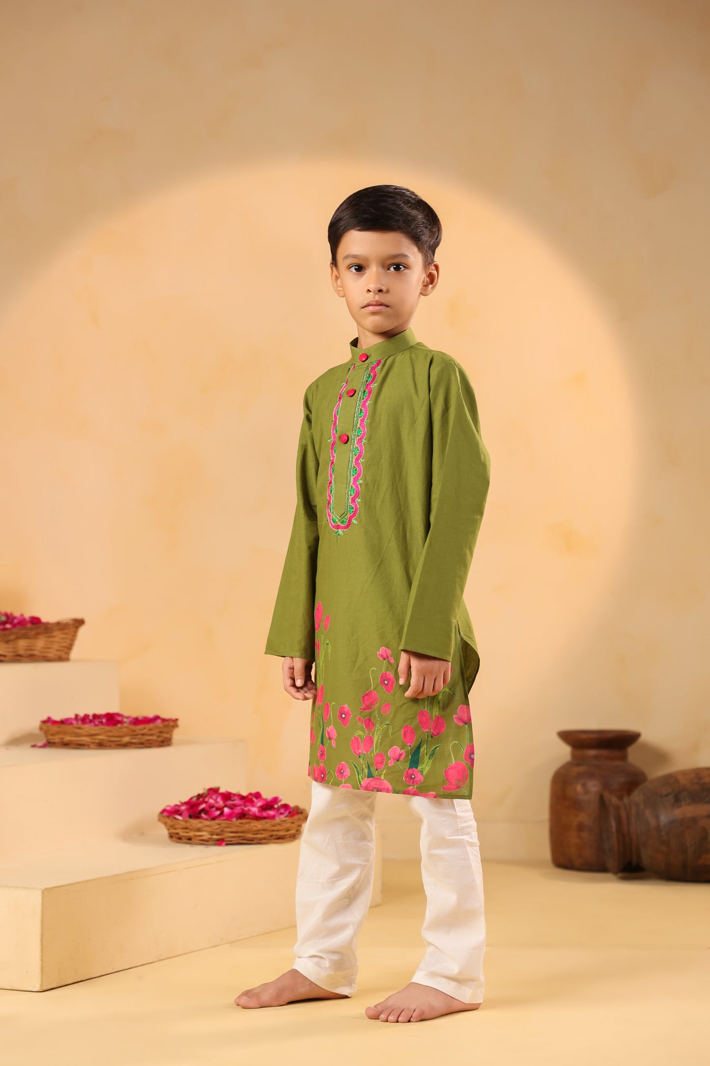Boy Gulabo Kurta Set - Mehandi green