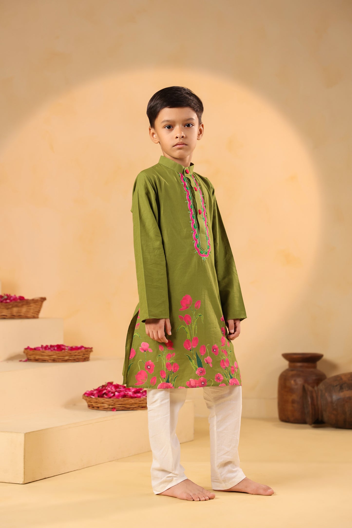 Boy Gulabo Kurta Set - Mehandi green