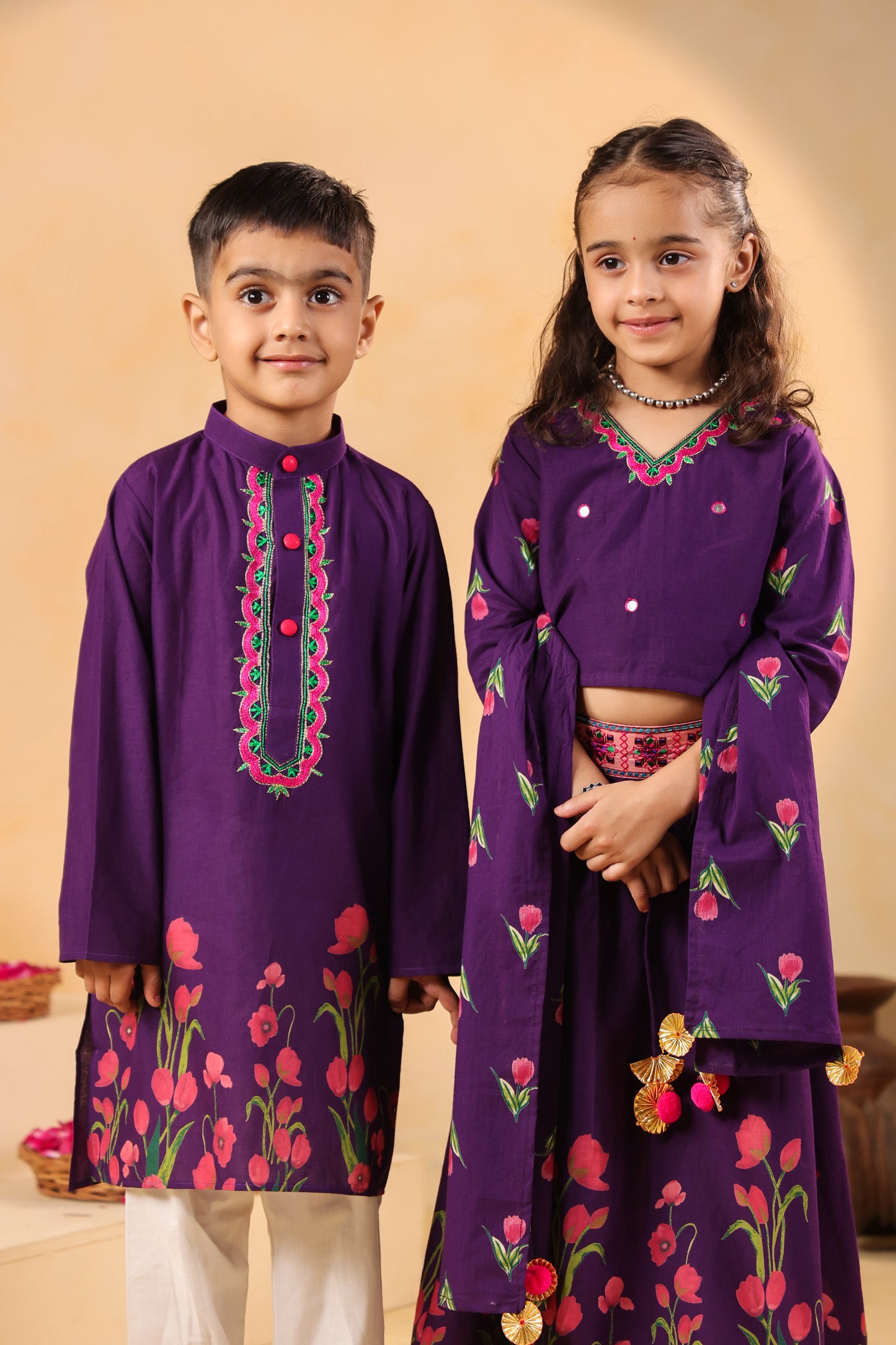 Boy Gulabo Kurta Set - Purple