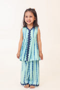 Girl Tie And Dye Sharara Set- Turq Blue