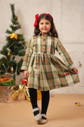Girl Vintage Green & Red Checks Frock - Green