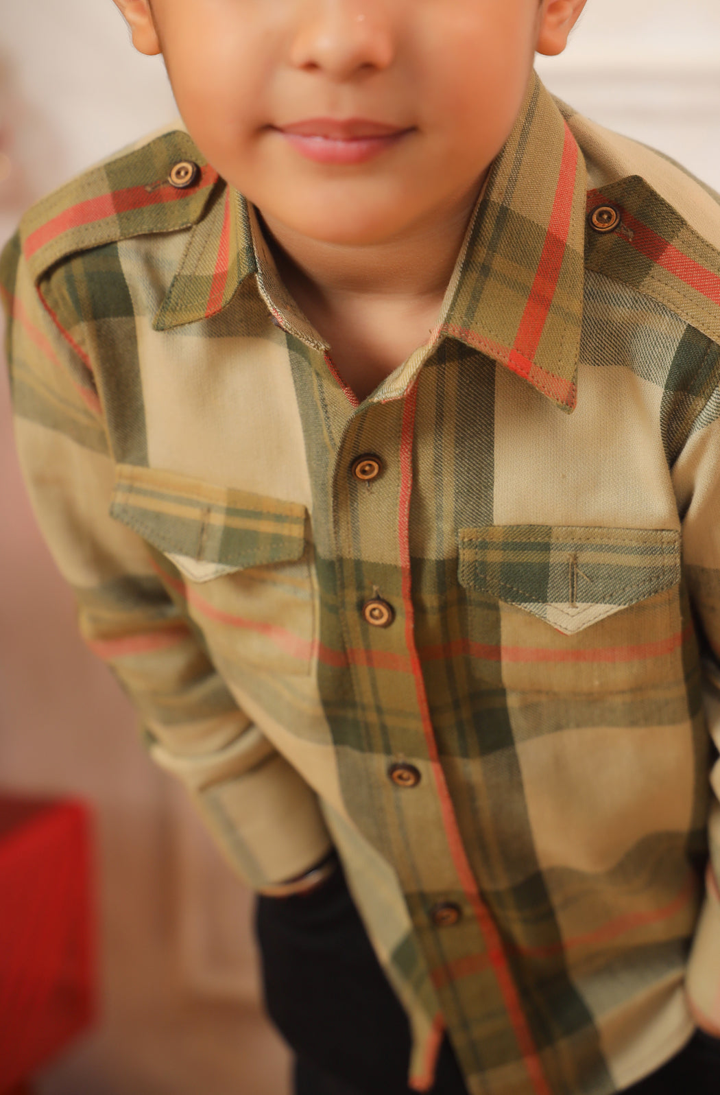 Boy Classic Checks Shirt - Green & Red