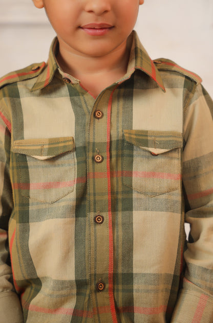 Boy Classic Checks Shirt - Green & Red