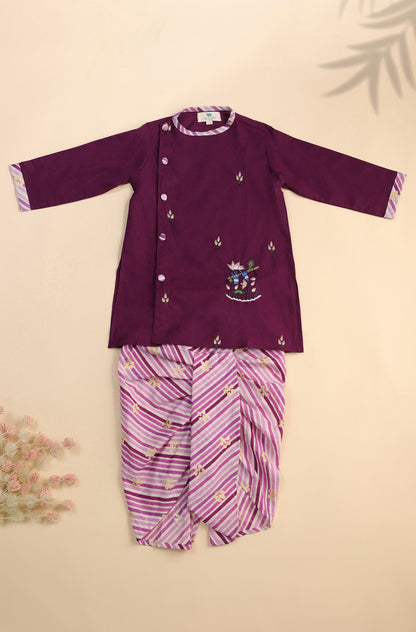 Boy Bansi  Dhoti Kurta Set - purple