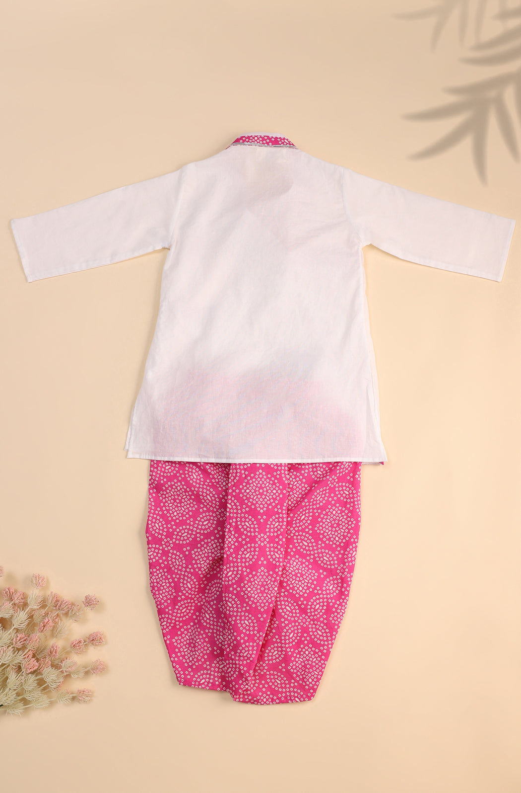 Boy Lotus Dhoti Kurta Set - White