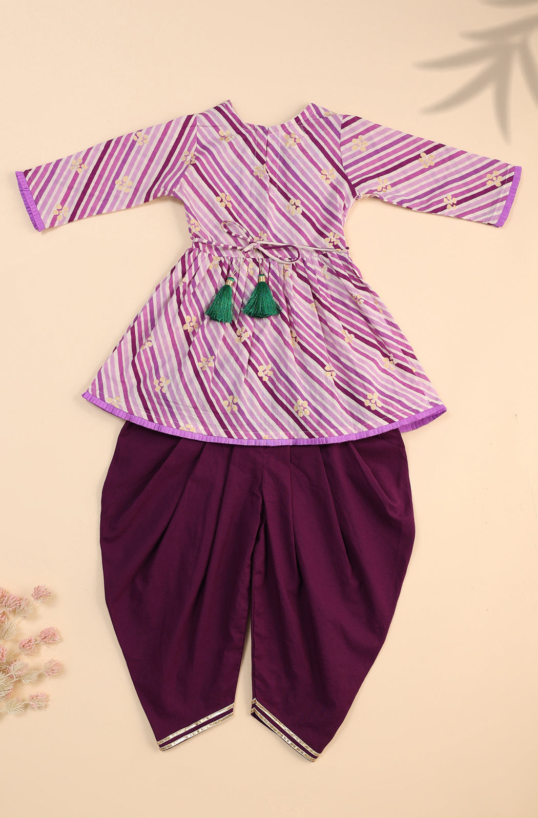 Girls Nandi Cow Kurta Dhoti Set-Purple