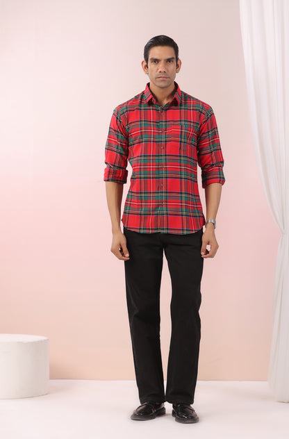 Jingle Bell Red Checks Father Shirt