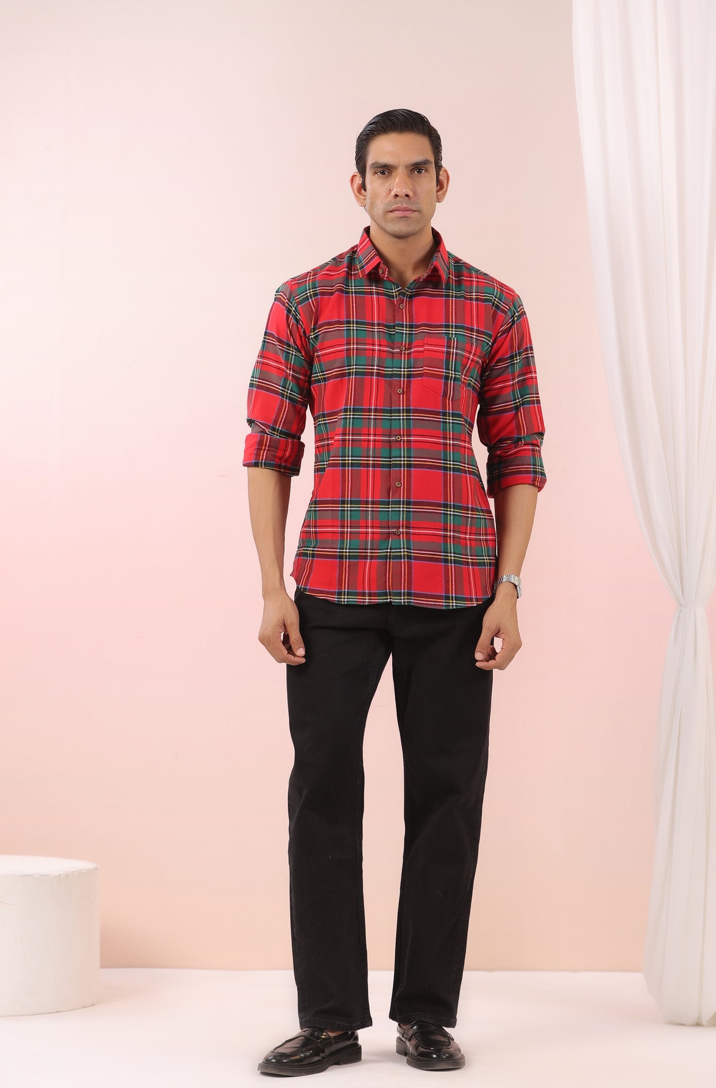 Jingle Bell Red Checks Father Shirt