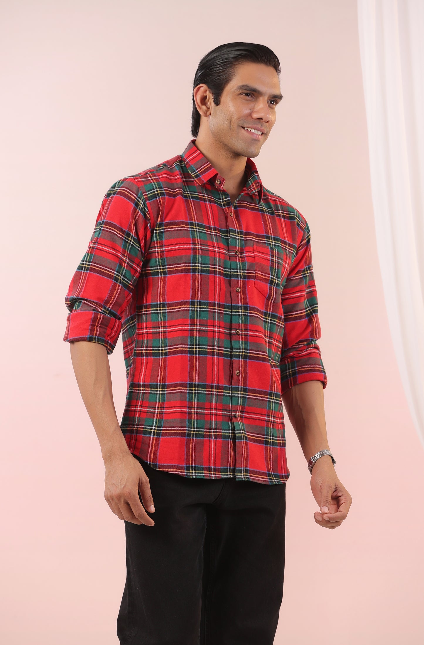 Jingle Bell Red Checks Father Shirt