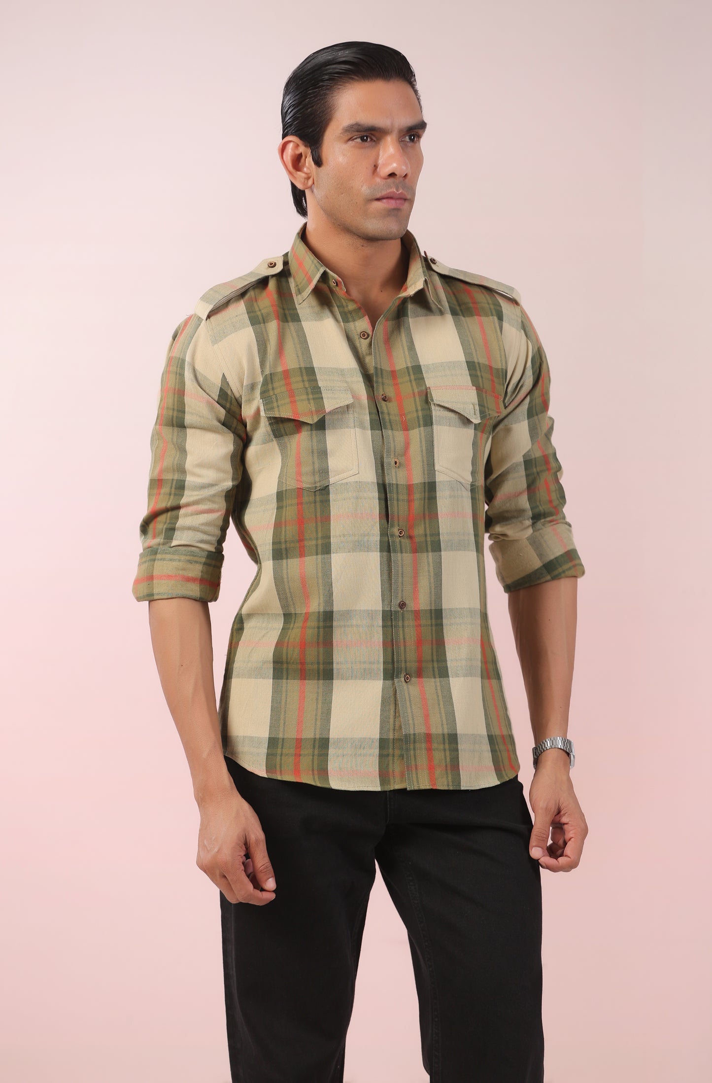 Vintage Green & Red Checks Father Shirt