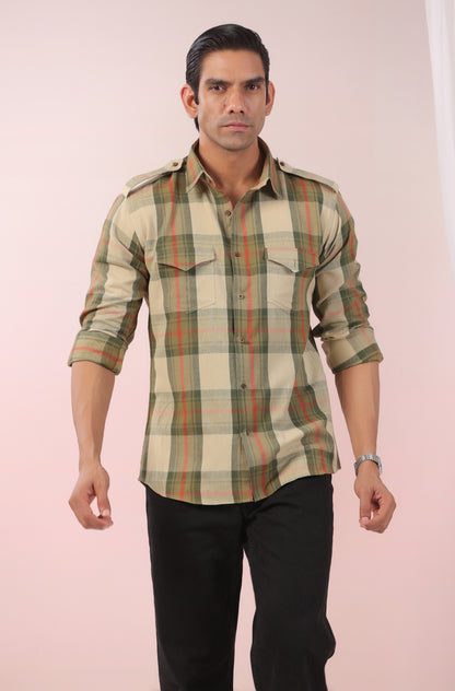 Vintage Green & Red Checks Father Shirt