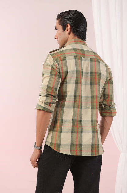 Vintage Green & Red Checks Father Shirt