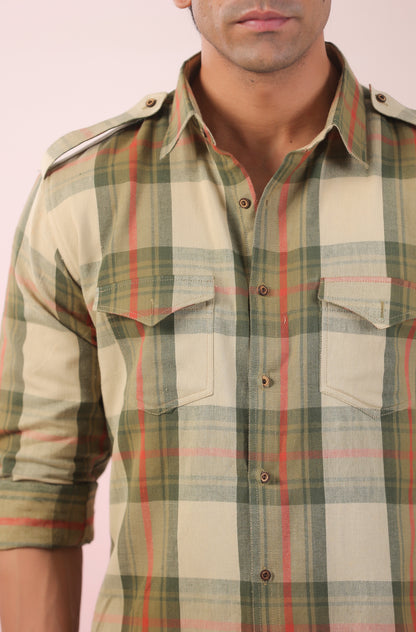 Vintage Green & Red Checks Father Shirt