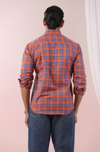 Bright Orange Checks Father Shirt