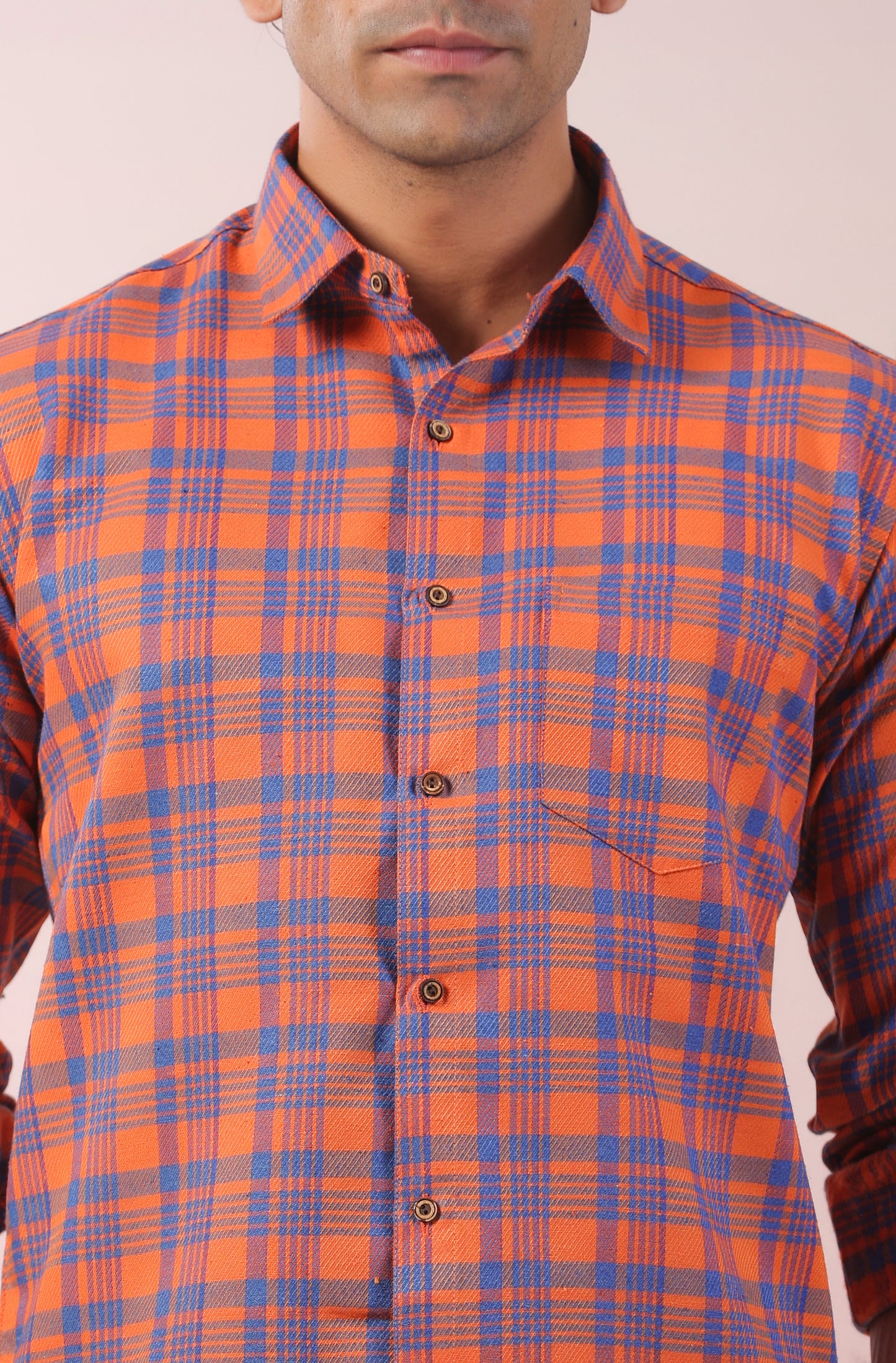 Bright Orange Checks Father Shirt