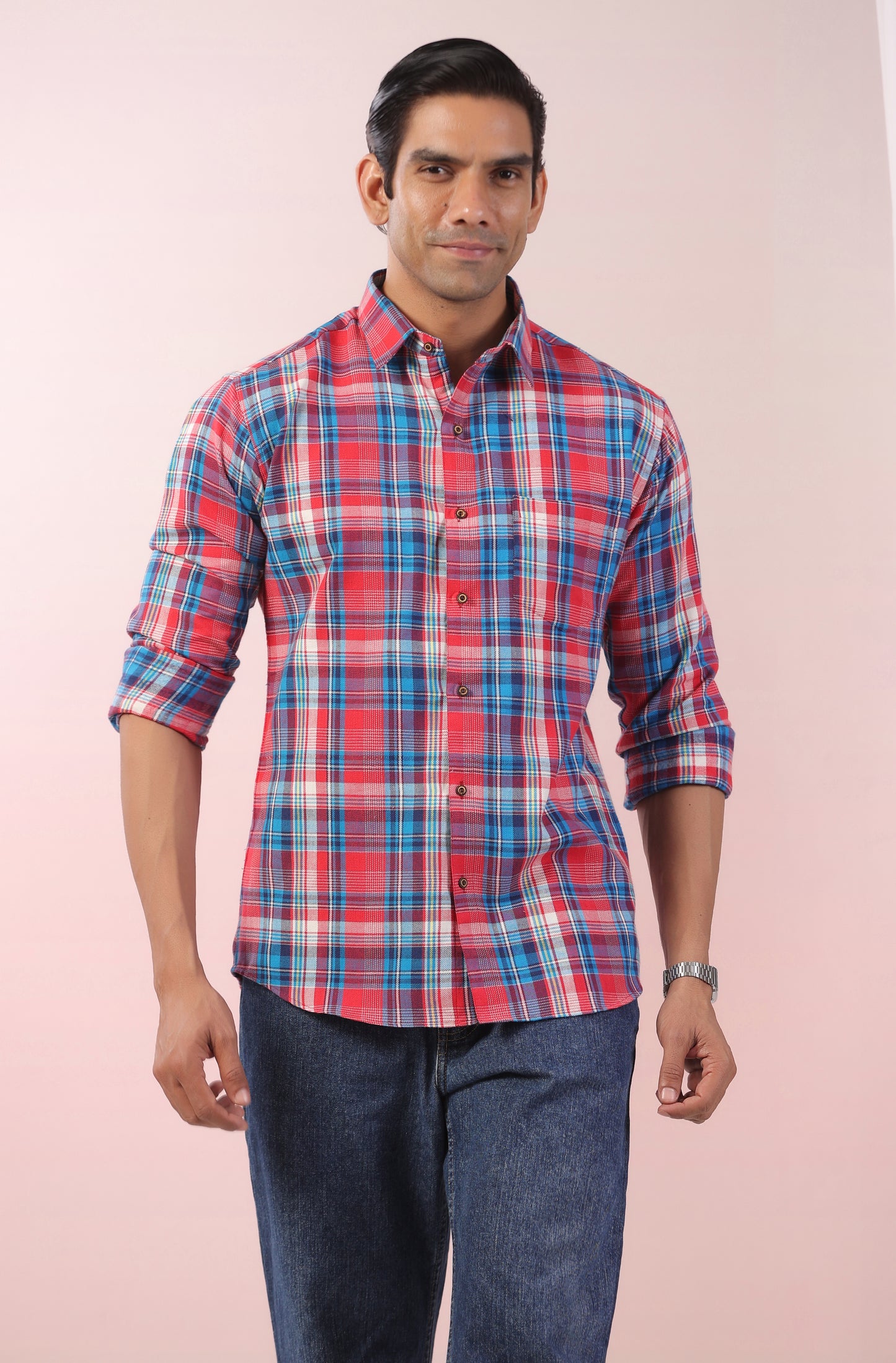 Merry Red & Blue Checks Father Shirt