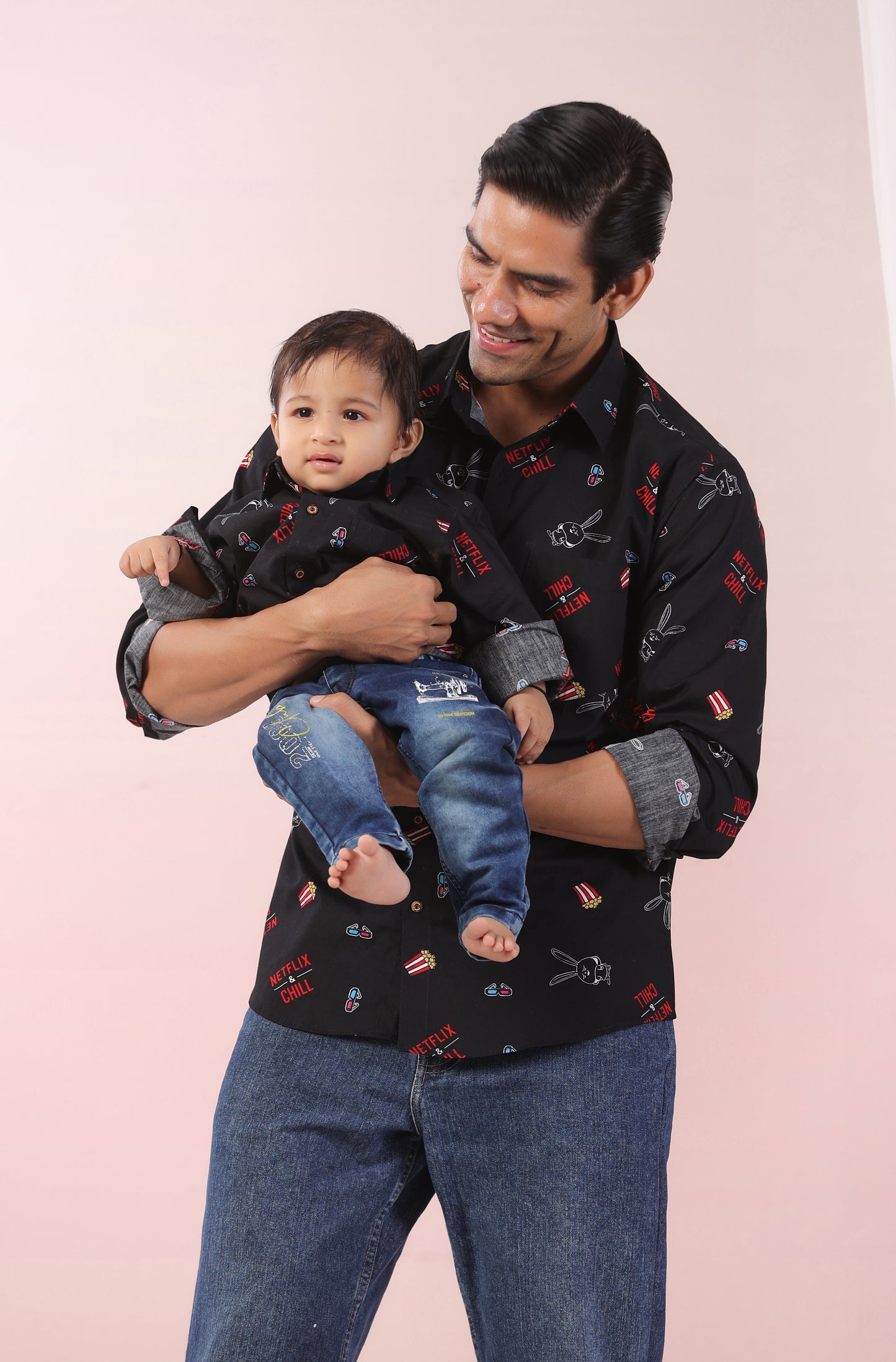 Netflix & Chill Print Father Shirt