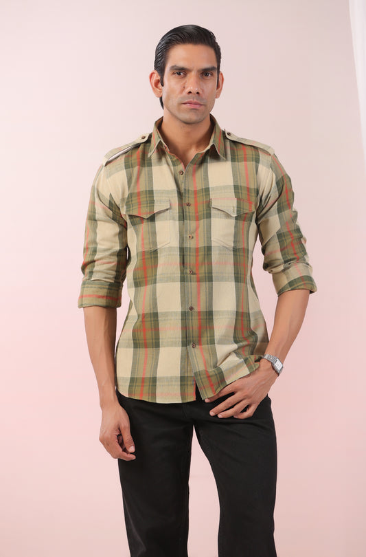 Vintage Green & Red Checks Father Shirt