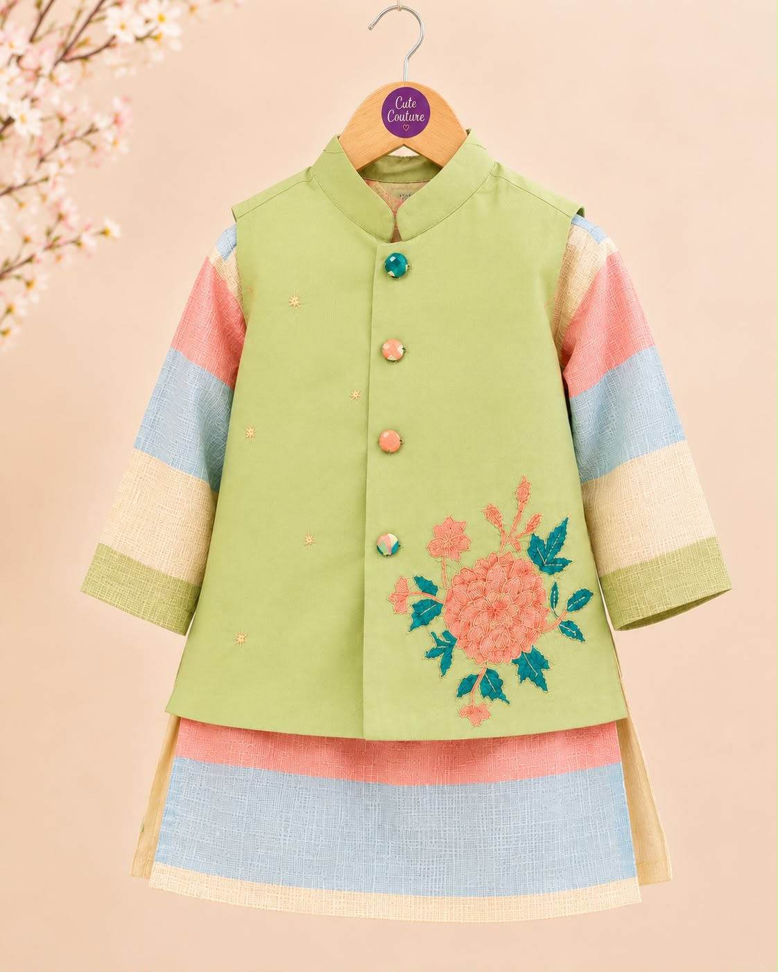 Boy Bahar Kurta Set-Green