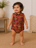 Baby Rajkumar Banarsi Romper - Magenta