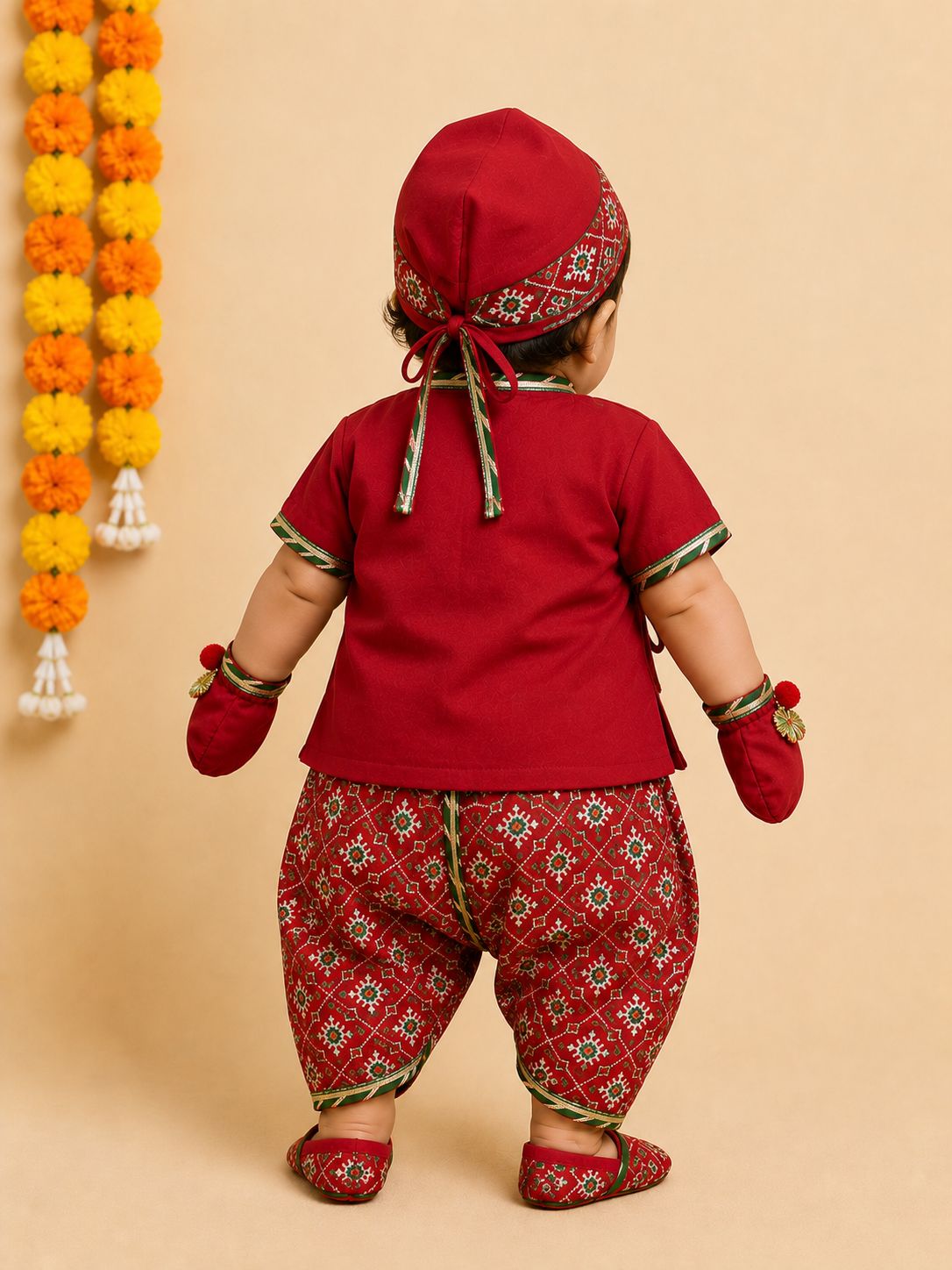 Baby Gottapatti Patola Jamna Set -Red
