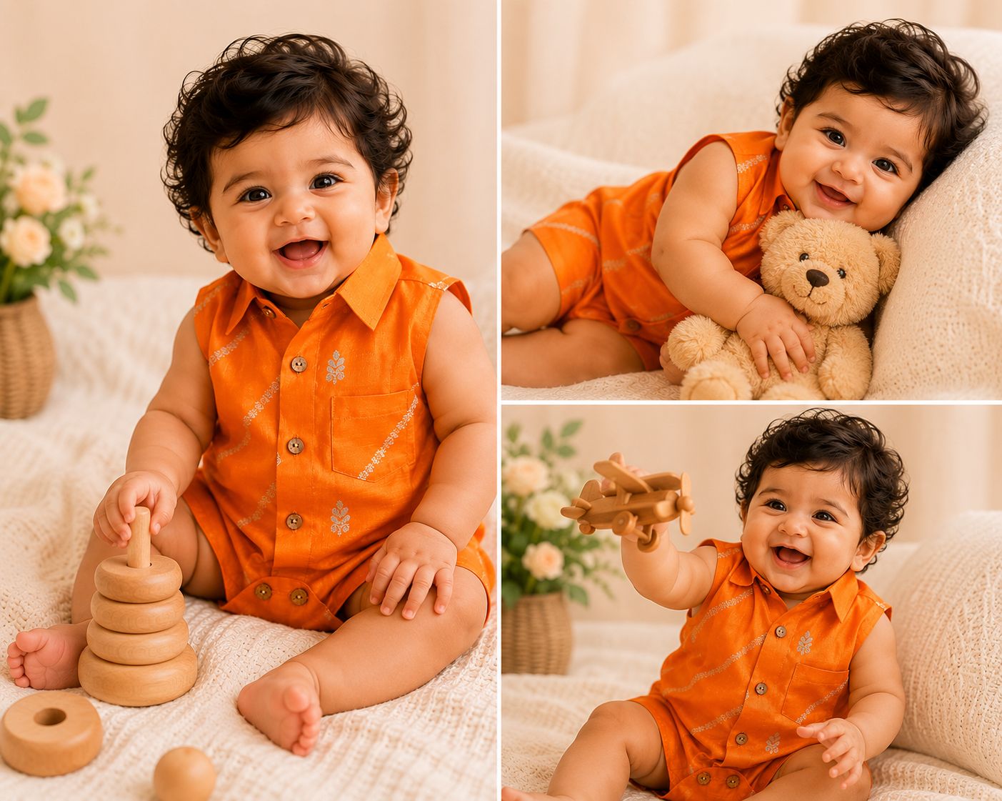Baby Rajkumar Romper - Orange