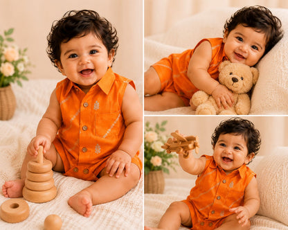 Baby Rajkumar Romper - Orange