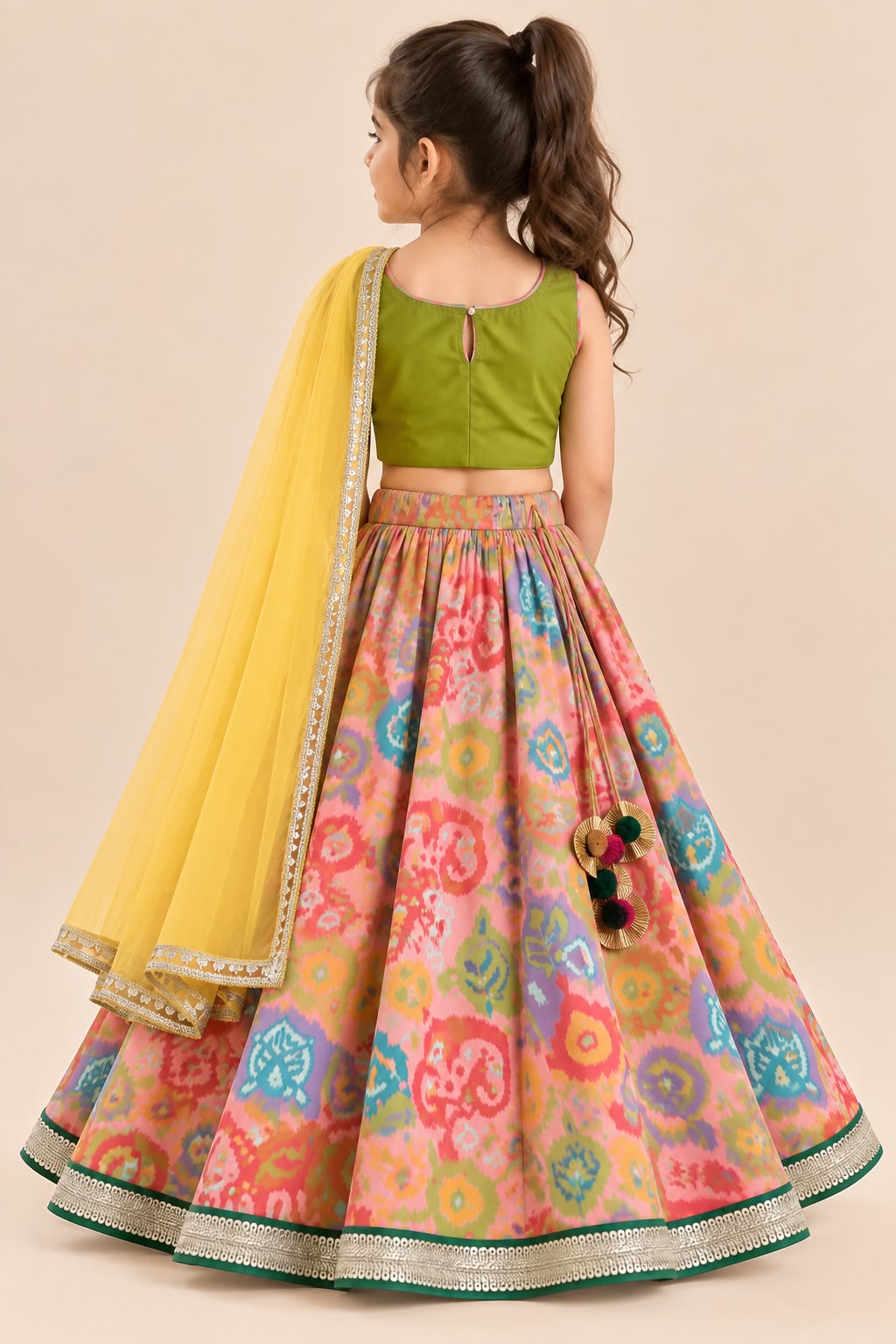 Girl Mithaas Skirt Top Set - Peach