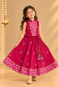 Girl Sitaara Skirt Top Set - Magenta