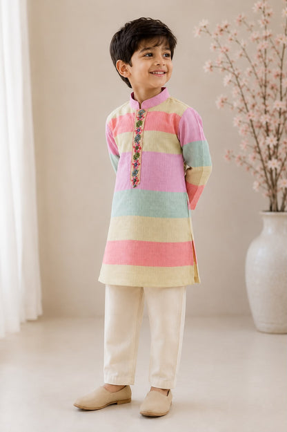 Boy Gulbahar Kurta Set - Pink