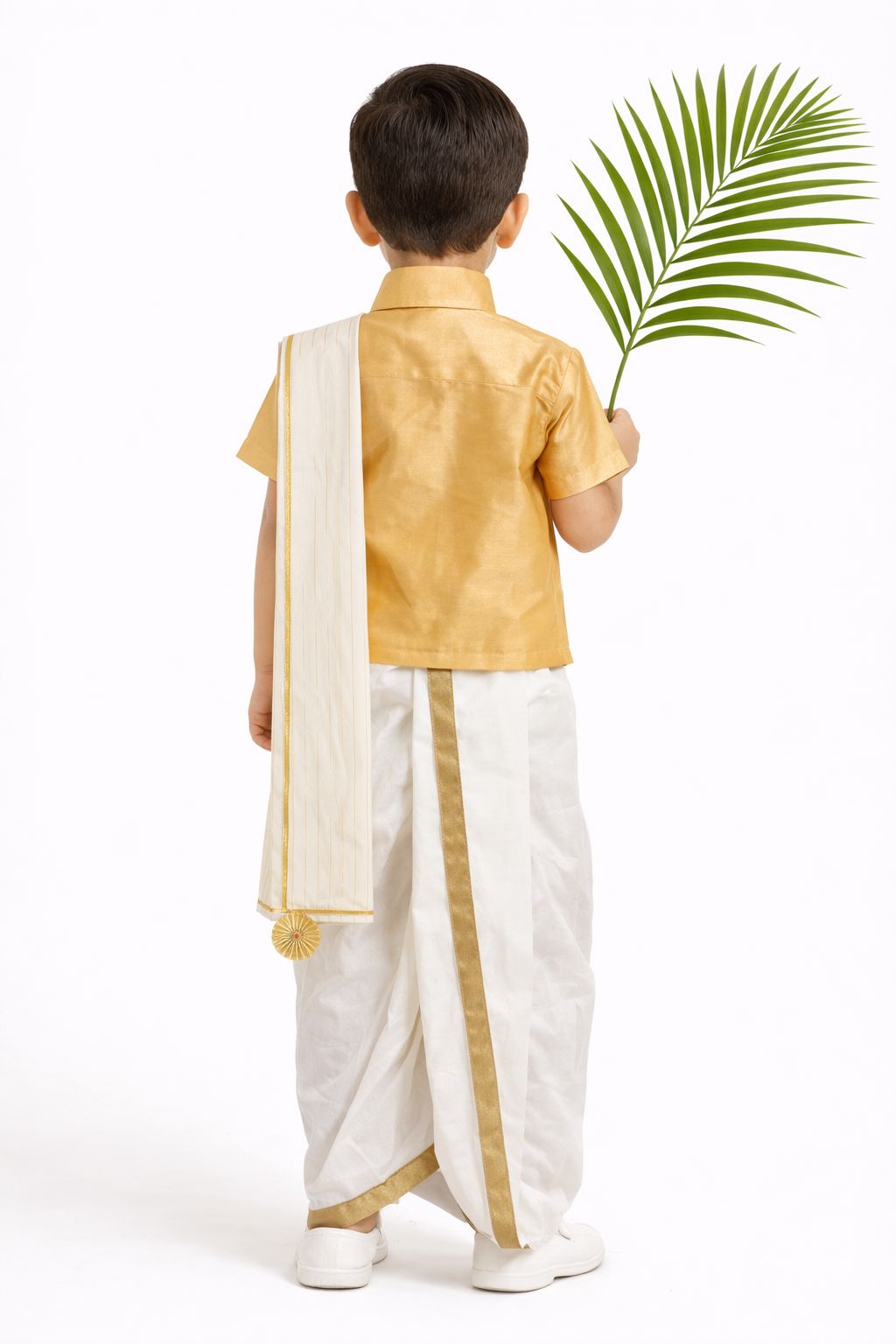 Boy Shirt Dhoti Set-Beige