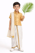 Boy Shirt Dhoti Set-Beige