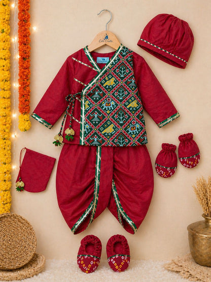 Baby Red Patola Jamna Set -Red