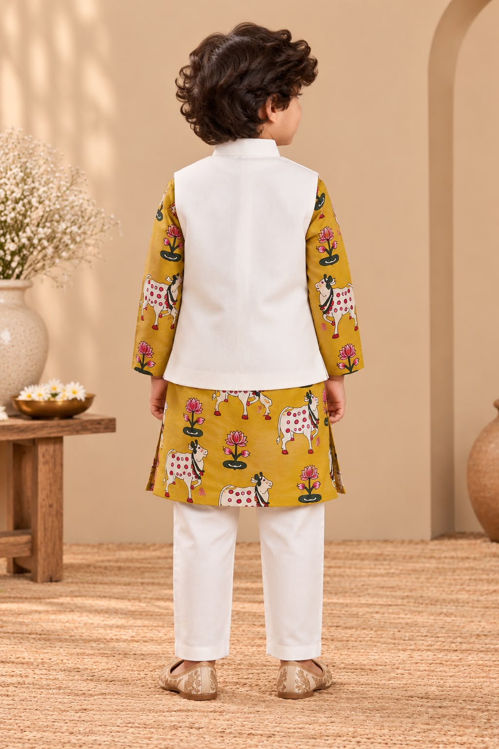 Boy Rang and Raas 3Pc Bundy Set-Mustard Yellow