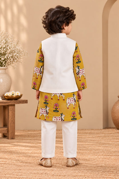 Boy Rang and Raas 3Pc Bundy Set-Mustard Yellow