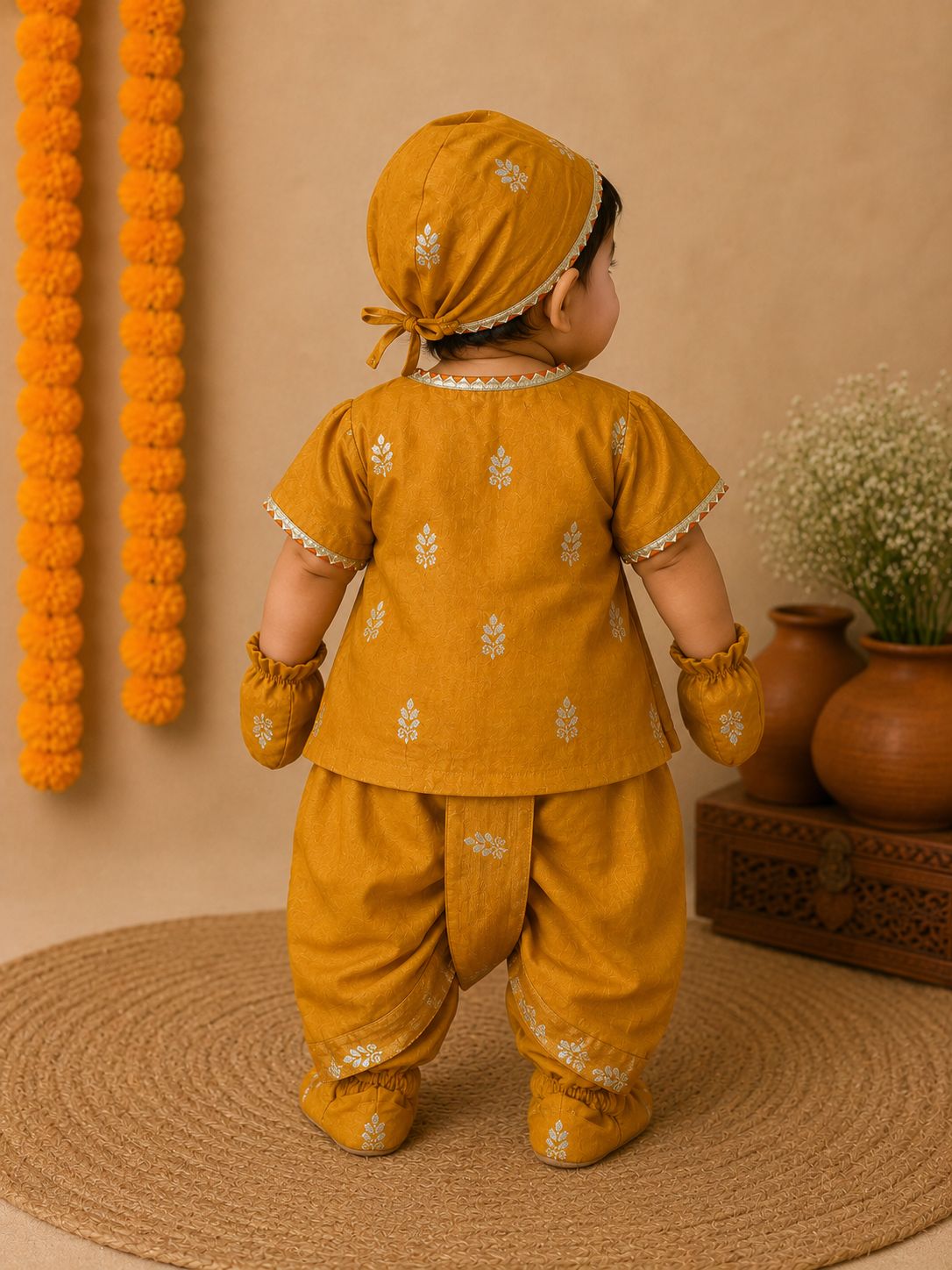 Baby Boy Banarsi Jamna Set -Orange