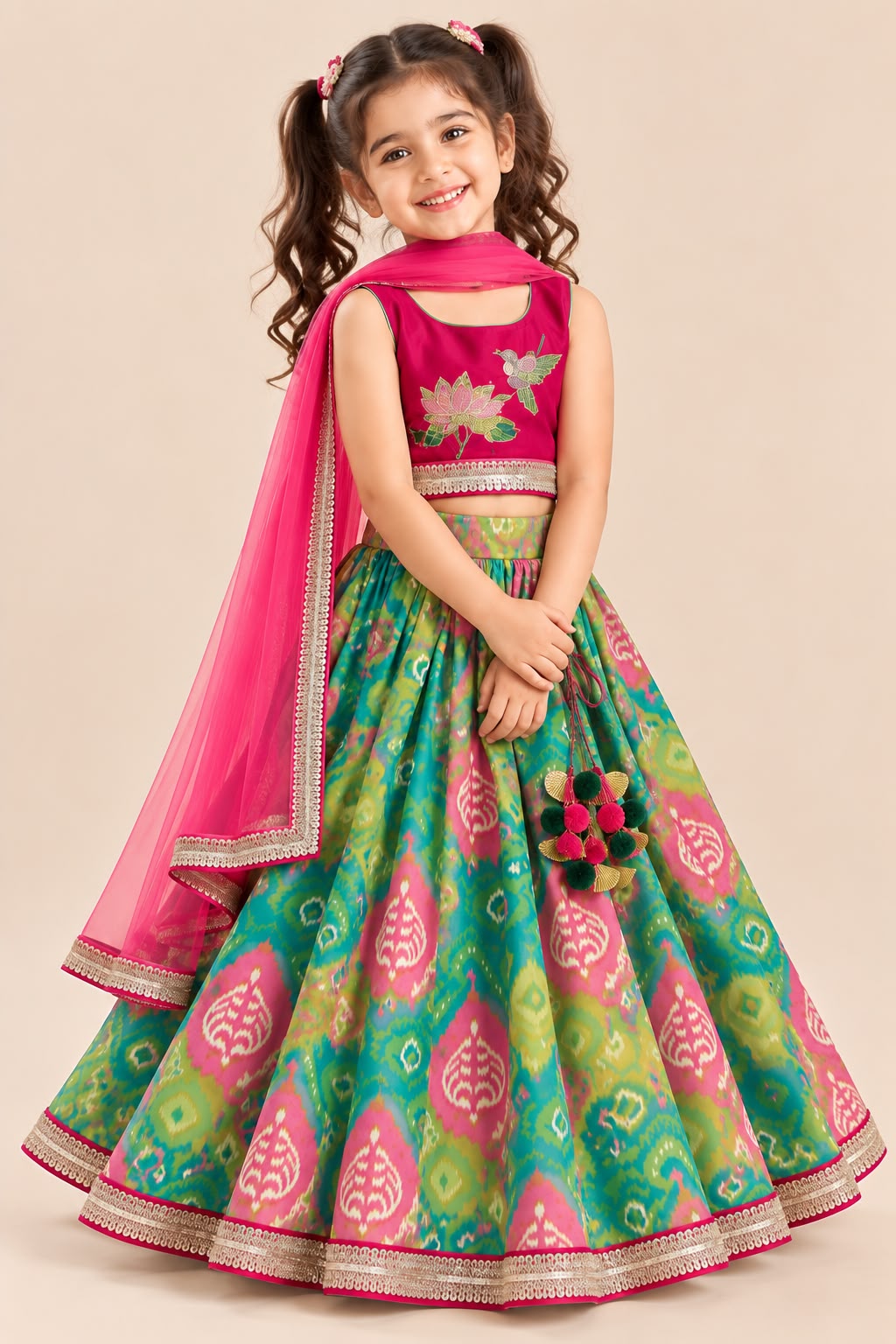 Girl Mithaas Skirt Top Set - Green