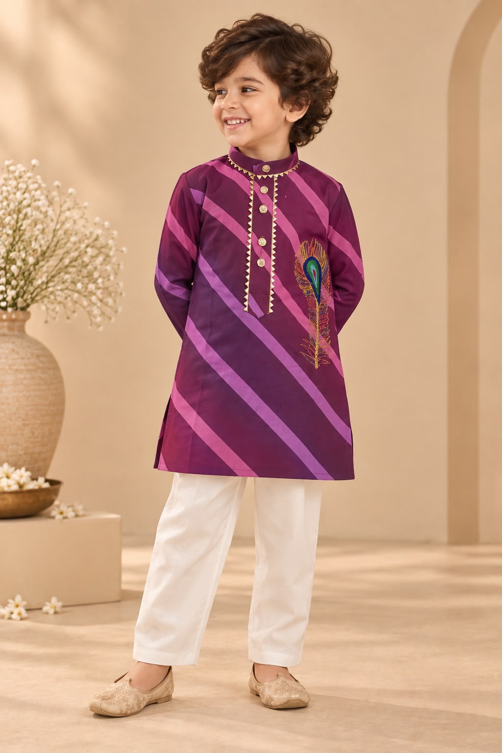 Boy Raas and Rang Kurta Set - Purple