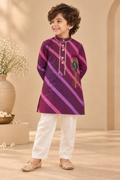 Boy Raas and Rang Kurta Set - Purple