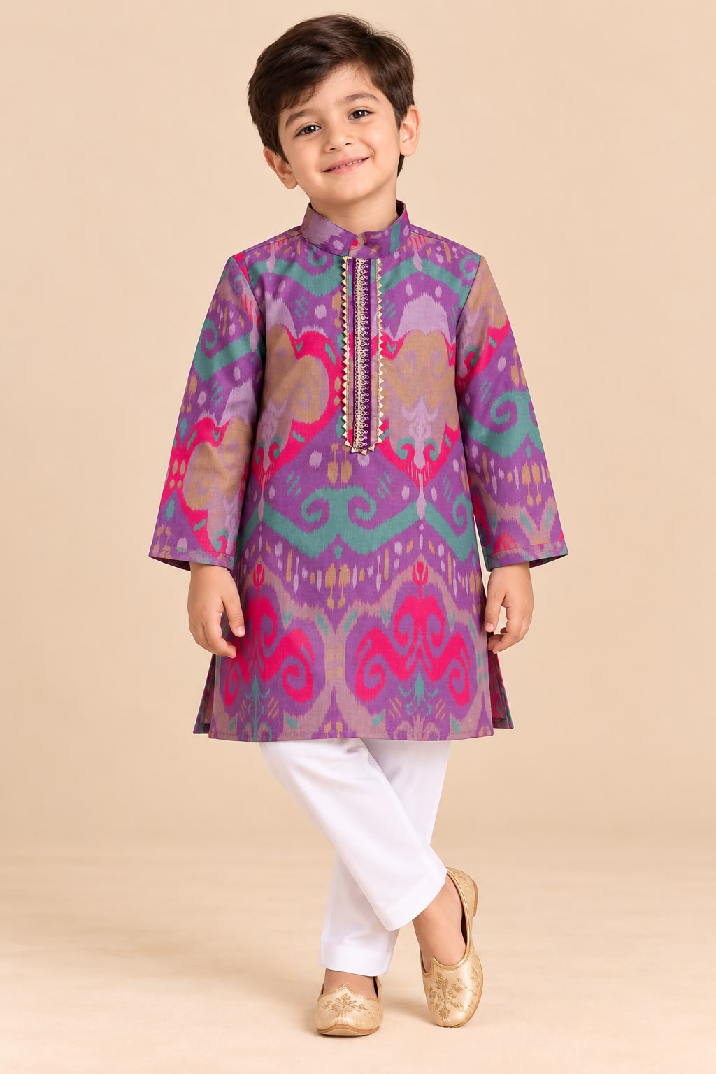 Boy Mithaas Kurta Set - Purple