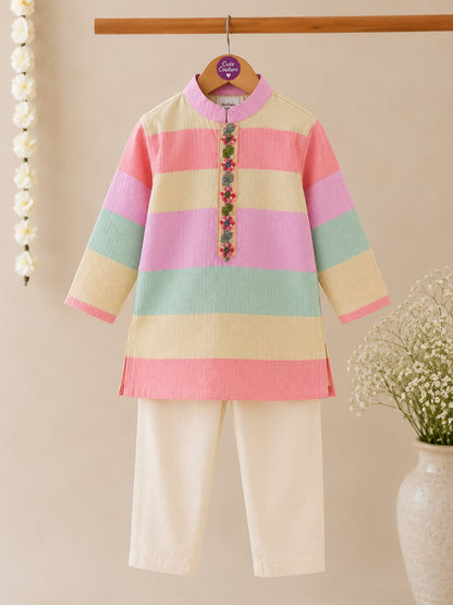 Boy Gulbahar Kurta Set - Pink