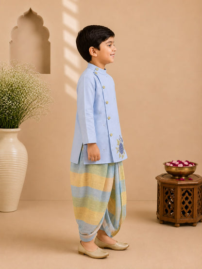 Boy Gulbahar Dhoti Kurta Set- Blue
