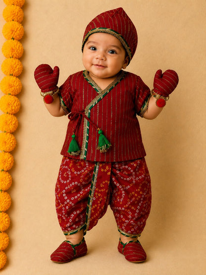 Baby Nawabi Jamna Set -Red