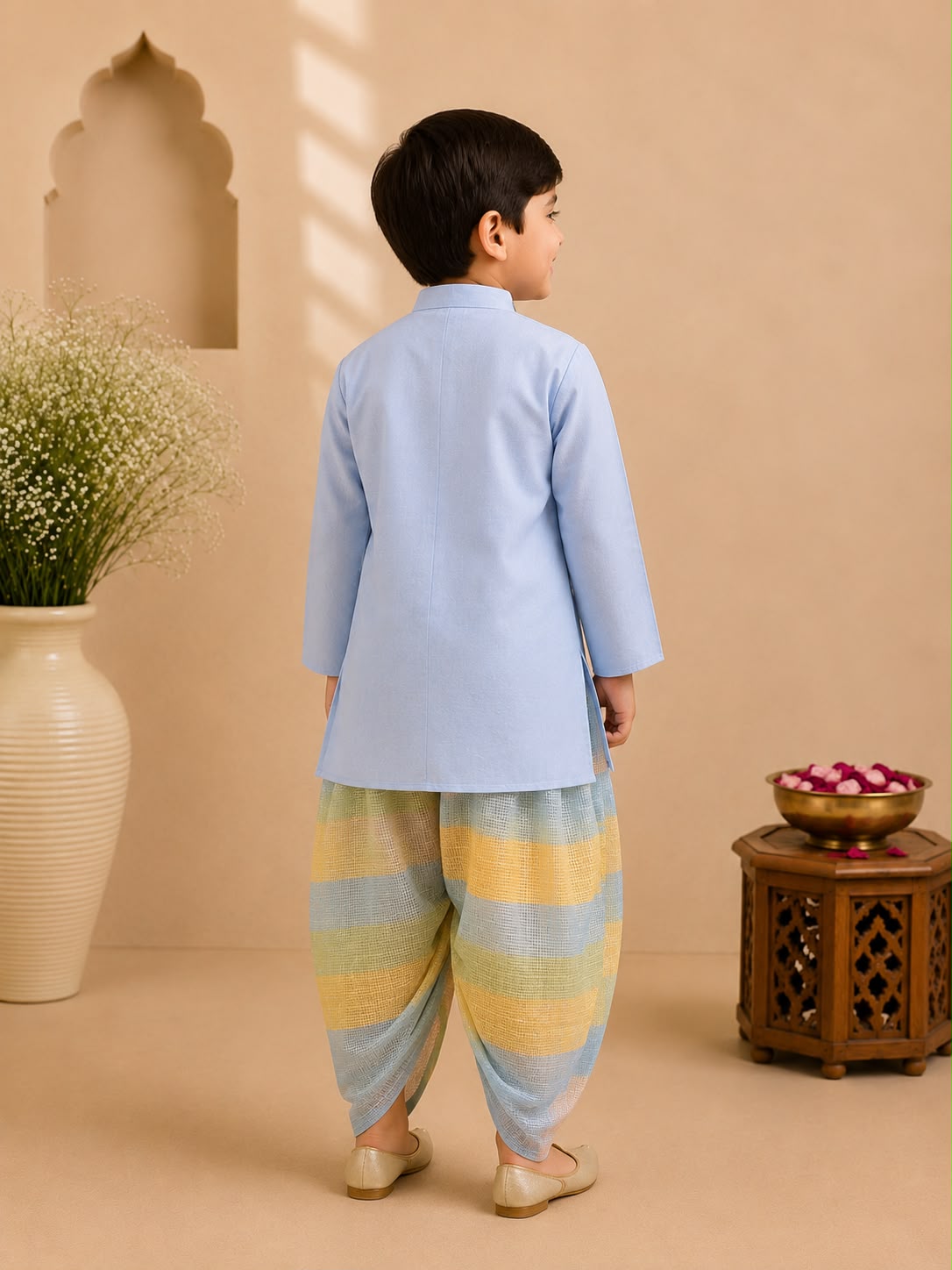 Boy Gulbahar Dhoti Kurta Set- Blue