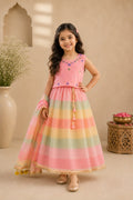 Girl Gulbahar Embroidered Skirt Top Set - Pink