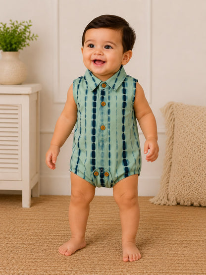 Baby Tie and Dye Romper - Sea Blue