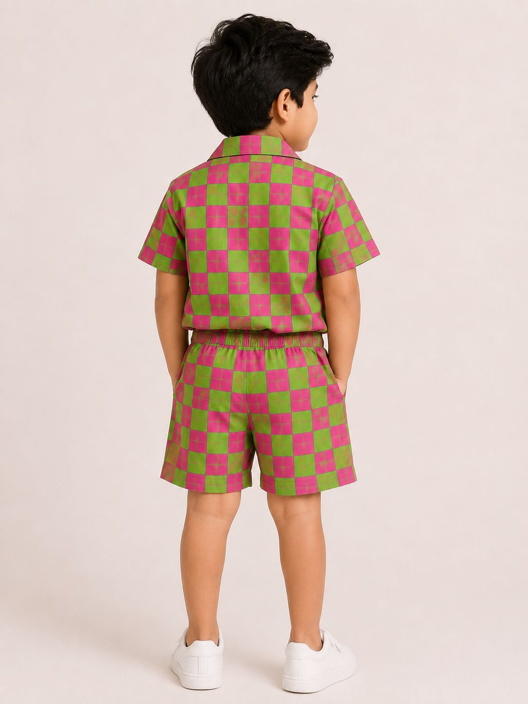 Football Checks Coord Set -Pink and Green