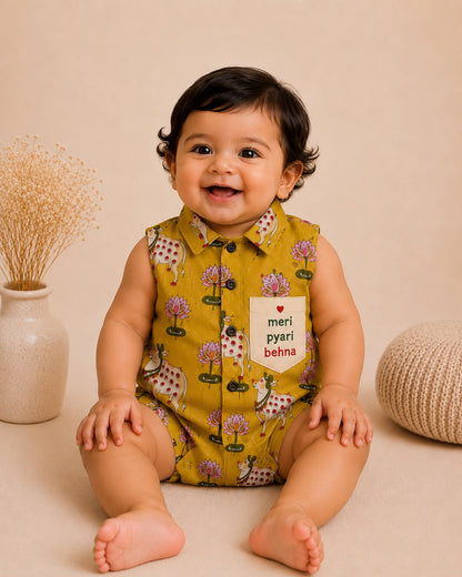 Baby Meri Pyari Behna Romper - Mustard Yellow